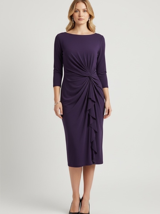 Ralph Lauren Dresses & Skirts - Ralph Lauren Royal Blue-Purple Ruched 3/4 Sleeve Dress